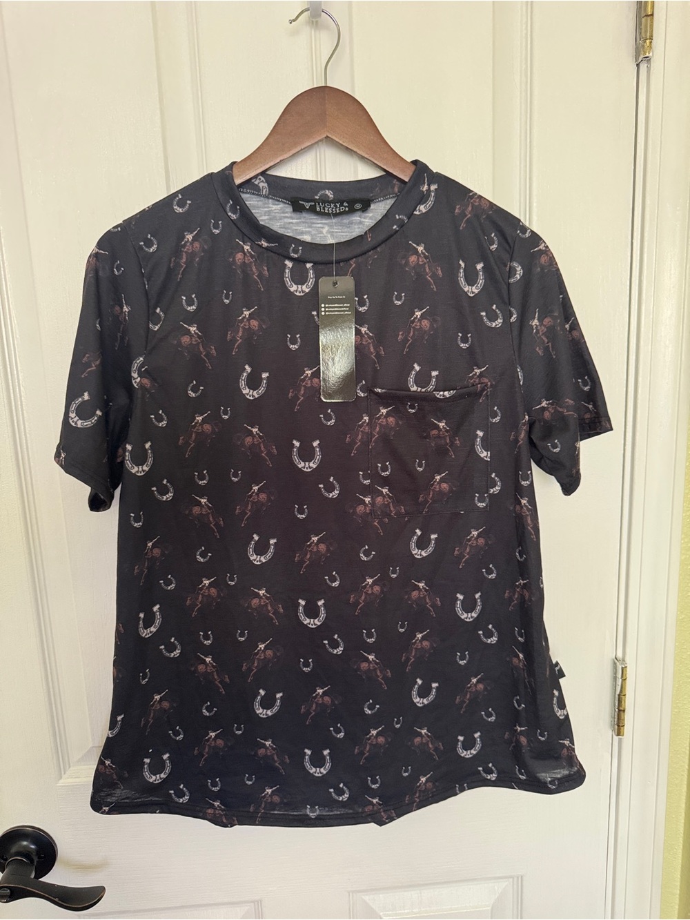 Lucky & Blessed Black Short-Sleeve Tee